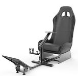 cirearoa Polycarbonate Vinyl,Leather,Polyvinyl Chloride Racing Wheel Stand With Seat Gaming Chair Driving Cockpit For All Logitech G923 | G29 | G920 | Xbox One, Ps4, Pc Platforms (Black/Grey)