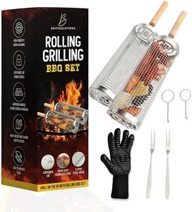 Lockable Nesting Grill Baskets for Outdoor Grilling (2pcs) with Detachable Handles and Glove - 304 Stainless Steel and Hinge Lock Lid - Vegetable Basket - Perfect BBQ Gift & Accessory