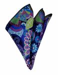 VOICI France - Premium Pocket Square Men Satin Wedding Handkerchief Multicolor Free Size (Blue Multi)