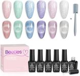 beetles Gel Polish 6 Colors Holographic Glitter Cat Eye Gel Nail Polish Kit with Magnet Romantic Galaxy Series Soak Off Uv Led Gel Nail Polish Set Home Diy Manicure Nail Salon Varnish Nail Art