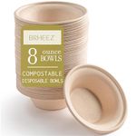 110 Count Natural Bulk Disposable Bowls - 8 oz Paper Bowls Disposable Eco-Friendly Compostable Bowls - 100% Natural Sugarcane Bagasse Fiber Biodegradable Bowls - Heavy Duty Bowls for Hot Soup, Salad