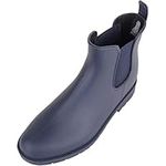 ABSOLUTE FOOTWEAR Leah, Womens Slip On Ankle Waterproof Rubber Wellington Chelsea Rain Boots (Navy, Numeric_5)