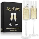 Top-spring Crystal Champagne Flutes 7oz - Wedding Toasting Champagne Glasses Set of 2 - Elegant Mr and Mrs Champagne Flutes Glass for Anniversary Engagement Bridal Shower Gifts for Bride Groom