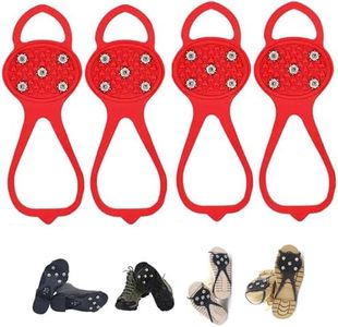 Universal Non-Slip Gripper Spikes, New Non Slip Gripper Spikes for Shoes, Traction Cleats Ice Snow Grips Anti Slip Silicone for Hiking Walking Climbing Fishing (2Pair Red, Child)