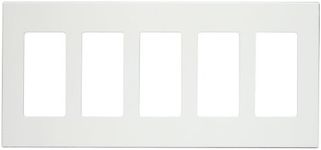 Leviton 80321-SW 5-Gang Decora Plus Screwless Snap-On Wallplate, White