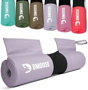 DMoose Fitness Barbell Pad for Hip Thrust, Squat & Lunges - Non-Slip Thick Foam Cushion for Neck and Back Support with Two Straps - Hip Thrust Pad for Leg Day - Fits All Olympic Bars (Lilac Purple)