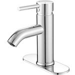 Modern Commercial Bathroom Faucet Chrome Single Handle One Hole Sink Faucet,Lavatory Vanity Sink Faucet with Two 3/8" Hoses and Deck Plate