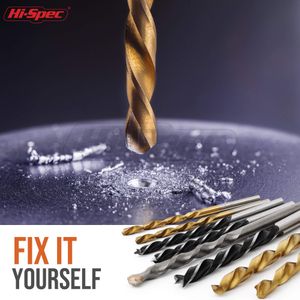 Hi-Spec 130-Piece Drill Bit Set – HSS Titanium, Masonry & Wood Bits with Storage Case