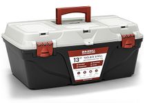 BUILDSKILL 13" Small Tool Box for Home | Convenient Top Lids & Removable Tool Tray | Secure Latch Lock | Key Hole | Heavy Duty Impact Resistant Body | Ideal Repair Toolbox for DIY & Professional Use