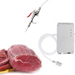 MXBAOHENG 70W Stainless Steel Electric Meat Injector Automatic Marinade Meat Syringe Single Gun with Pump Hose 10 Needles for BBQ Roast Turkey Pork Beef