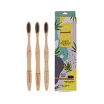 awenest Bamboo Toothbrush With Charcoal Activated Soft Bristles - Pack Of 3 | Treated With Neem Oil | For Fungus Protection | Bpa Free, Biodegradable And Compostable Handle | Eco-friendly |