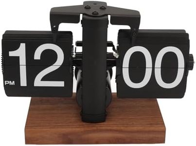 Flip Desk Clock, Digital Retro Automatic Turning Tube Clock, Battery Operated Mechanical Melting Clock for Home Room Office Decoration (Black)