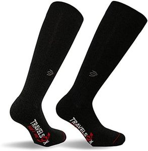 Travelsox TSS6000 The Original Patented Graduated Compression Performance Travel & Dress Socks With DryStat OTC Pairs Black, Medium