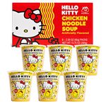 Hello Kitty Vegan Ramen Noodle Cup | 6 Pack Chicken Flavor | Premium Microwaveable Ramen Soup Mix, Asian Snacks