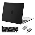 MOSISO Compatible with MacBook Pro 13 inch Case M2 M1 2024 2023 2022-2016 A2338 A2251 A2289 A2159 A1989 A1708 A1706, Plastic Hard Shell Case &Keyboard Cover Skin&Type C Adapter 2 Pack, Black