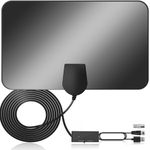 Indoor TV Aerial with Strong Signal Booster - Portable TV Ariels Indoor for Freeview HD, Smart TVs 4K 1080P, DVB-T2 Digital Antenna with Magnetic Base & 16.4ft Coaxial Cable (rectangle)
