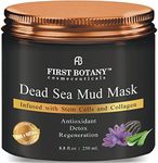 First Botany, 100% Natural Mineral-Infused Dead Sea Mud Mask 8.8oz Stem Cells Facial Treatment Skin Cleanser Pore Reducer Anti Aging Acne Treatment Blackhead Remover Cellulite & Natural Moisturizer