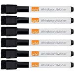 Nobo Mini Whiteboard Pens With Magnetic Eraser Cap, 2mm Fine Tip, Pack Of 6, Dry Wipe/Erase, Low Odour, Black, 2104184