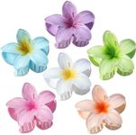 Sisiaipu Hawaiian Plumeria Hair Accessories - 6 Pack Large Claw Clips for Thick and Thin Hair, Beach Tropical Hair Clips for Women and Girls