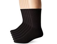 Hanes Men's 6-Pack FreshIQ Odor Control X-Temp Comfort Cool Crew Socks, Black, Large