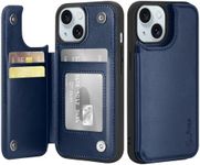 Arae for iPhone 15 Case [6.1 inch] - Wallet Case with PU Leather Card Pockets Back Flip Cover for iPhone 15 6.1 inch -Blue