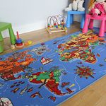 The Rug House Educational FUN Colourful World Map Countries & Oceans Kids Childrens Bedroom Rugs 133x200cm