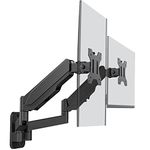 WORLDLIFT Dual Monitor Arm Wall Mount Bracket for PC Monitor & TV - To Fit Screens 17 to 32 inches, Ergonomic Adjustable Gas Spring Single Arm Support 9 kg Monitor, VESA 75x75, 100x100 mm