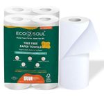 ECO SOUL [2 Ply, 240 Pulls] Tree-Free Kitchen Paper Towel | Pack of 4 (60 Pulls Per Pack) | Soft & Highly Absorbent | Eco Friendly, Natural, Biodegradable | Everyday Kitchen Paper Towel