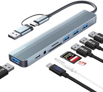 USB C Hub 3.0, Adaptador multipuerto USB Hub 3.0 8 en 1 con SD, TF, USB 3.0, USB 2.0, Puertos de Audio de 3,5 mm, Hub USB C para MacBook Air/Pro, Galaxy, iPad, Windows, etc
