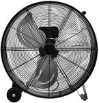 TANGZON 24"/59cm Industrial High Velocity Drum Fan, 180W Max Power Cooling Fan with 3 Speeds, Wheels & Handle, Portable Floor Standing Fan for Home Office Gym Garage Warehouse