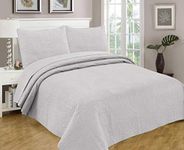 Legacy Decor Bedspread Coverlet 3 Pcs Set Oversized 100 x 106 Queen Size Grey Color