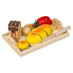 Ashvik Stuffs Wooden Food Cutting Play Food Toy for Kids Kitchen Pretend Play Fruit & Vegetables Accessories, 1 Board ,1 Knife for Girls and Boys ( 8 Pcs in One Pack )