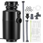 Food Waste Disposal Unit for Sink with Air Switch, 3/4 HP 560W High Speed 3400RPM Under Sink Kitchen Garbage Disposer, Stainless Steel Grinding System with Accessories, 15.5 x 15.5 x 36.3cm, Black