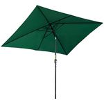 Outsunny 3x2m Garden Parasol Umbrella with Tilt and Crank, Outdoor Sun Shade Canopy with Aluminium Frame and Steel Ribs, Rectangular, Green