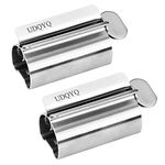 Toothpaste Squeezer 2 Pack - Metal Tube Squeezer Stainless Steel Tube Wringer UDQYQ Toothpaste seat Holder Stand (Gloss Finish Silver)