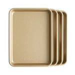 Nordic Ware Aluminum Premium NonStick Finish Baker's Quarter Sheets, Gold, 12.8 in x 9.5 in x 1.08 in, Made in the USA (4-pack)