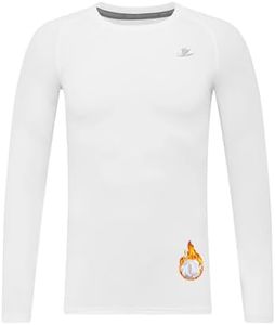 DEVOROPA Youth Boys Compression Thermal Shirt Long Sleeve Fleece Baselayer Soccer Baseball Undershirt White S