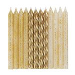 Unique 19976 Gold & Glitter Spiral Birthday Candles, Pack of 24, 6 centimeters