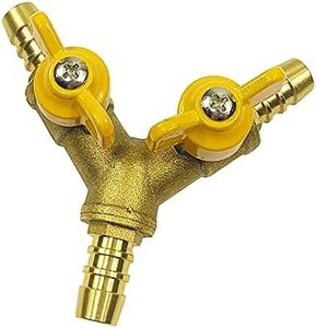 3 Way Hose Connector, Ball Valve Connector, 3 Way Shut Off Connection, 1/2 Inch Split Brass Hose Nozzle for Gas, Water, Oil, Garden Watering, Construction and Industry, 1 Piece