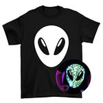 Illuminated Apparel Kids Alien Head Interactive Glow in The Dark T-Shirt (12-14 Years) Black