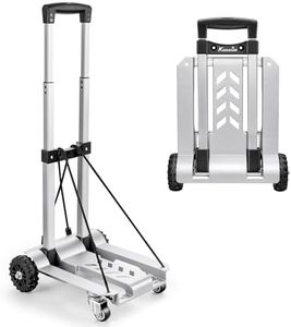 KEDSUM 270LBS Utility Luggage Cart with 4 Wheels, 100% Aluminum Hand Truck Dolly, Folding Hand Truck with Advanced Tank Wheels, Portable Dolly Cart for Luggage, Travel, Shopping, Office Use