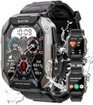 Military Smart Watches for Men IP68 Waterproof for Swimming, with Answer/Make Calls, 80 Days Extra-Long Battery Outdoor Tactical Smart Fitness Watch, Blood Pressure/Heart Rate Smartwatch for Android