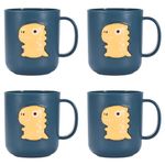 Dinosaur Mugs for Kids - Set of 4 Plastic Mug in Assorted Colors - Dino Cups Table Decorations for Themed Parties - Dinosaur Party Favors, Dinosaur Gifts for Boys and Girls - Blue Set of Cups