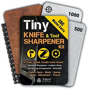 Tiny Survival Knife Sharpener: The Ultimate 2-in-1 EDC Credit Card Sized, Dual-Sided, Dual-Grit, Diamond Pocket - Knife & Tool - Field Sharpening Stone. Great Gift!