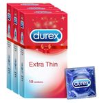 Durex Extra Thin Condoms for Men - 10 Count (Pack of 3)