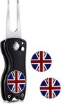 FINGER TEN Golf Divot Repair Tool With 3 Ball Marker Value Pack, Sturdy Solid Pitch Fork Golf Club Pocket Extra 3 Ball Makers Color (Cat Black)