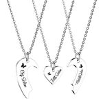 HOFOYA Heart-shaped Matching Sisters Necklace Set for 2 3 4,Best Friend Necklaces BFF Necklace Set,Mom Daughter Charms Necklace,Sister Friendship Necklace.