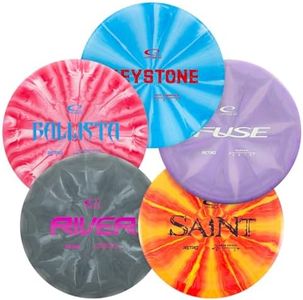 Latitude 64 Retro Burst Disc Golf Discs Set (5-Pack) - Perfect for New to Intermediate Players | Includes Keystone, Fuse, River, Saint, Ballista | Grippy Base Plastic | Colors May Vary