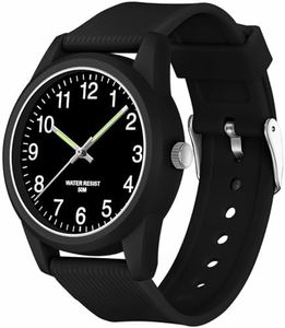 TENOCK Kids Analog Watch for Boys Girls Time Teaching 50M Waterproof Kids Watches Easy to Read for 4-12 Years-Black