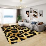 Leopard Print Rug Large - Leopard Skin Rug, Cheetah Print Rugs for Living Room Bedroom, Washable Non Slip Soft Large Carpet, Patterned Area Rugs & Home Decor 100x150 cm